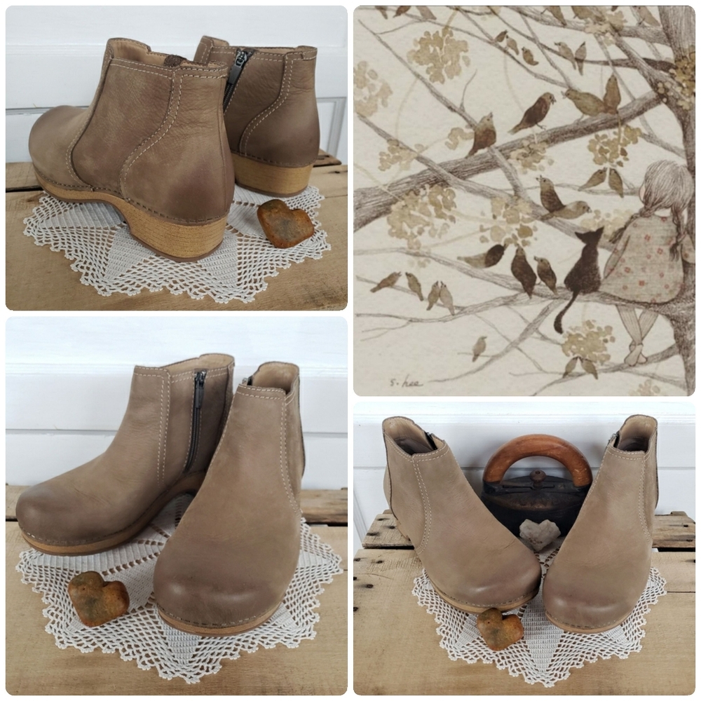 Red Blue Dansko Barbara Clog Boot Ankle Bootie Burnished Nubuck Boho 36 38 39 - Picture 12 of 15